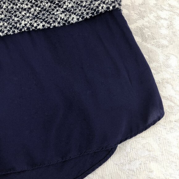 Two by Vince Camuto Navy Blue and White Layered-Look Long Sleeve Tunic Top - Picture 7 of 12